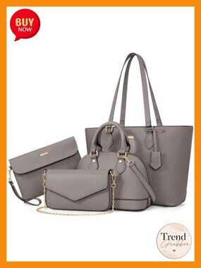 4PCS Women's Handbag Set Tote Crossbody Shoulder Bags Purse Set with Wallet